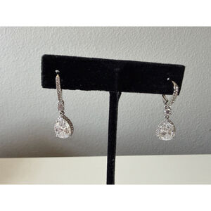 Isabella Teardrop Dangle Earrings Silver Tone Rhinestone